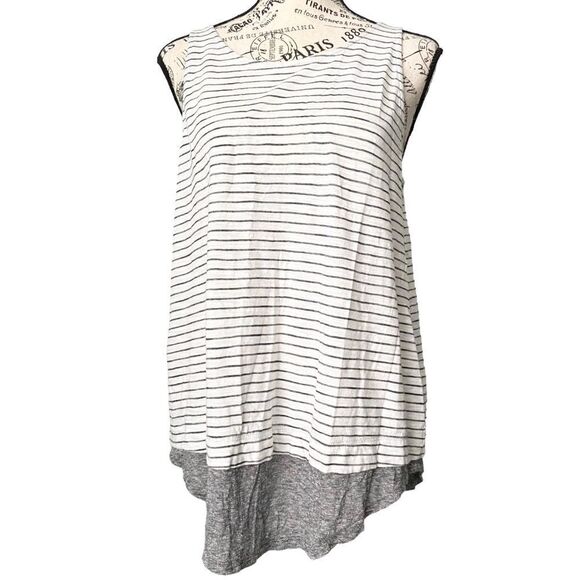 Vince Black and White Striped Tank Top 100% Cotton in Size Large - Picture 1 of 10